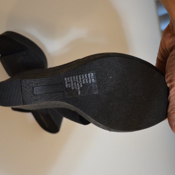 CROFT & Barrow(R) withOrtholite(R) Open Heel 3.5 Black Lurex Elastane Platfrom 6 - Picture 2 of 6